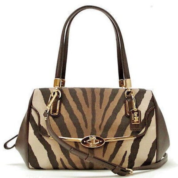 Coach Handbags - Euc Coach Madison Zebra Print Handbag Tote Bag Purse